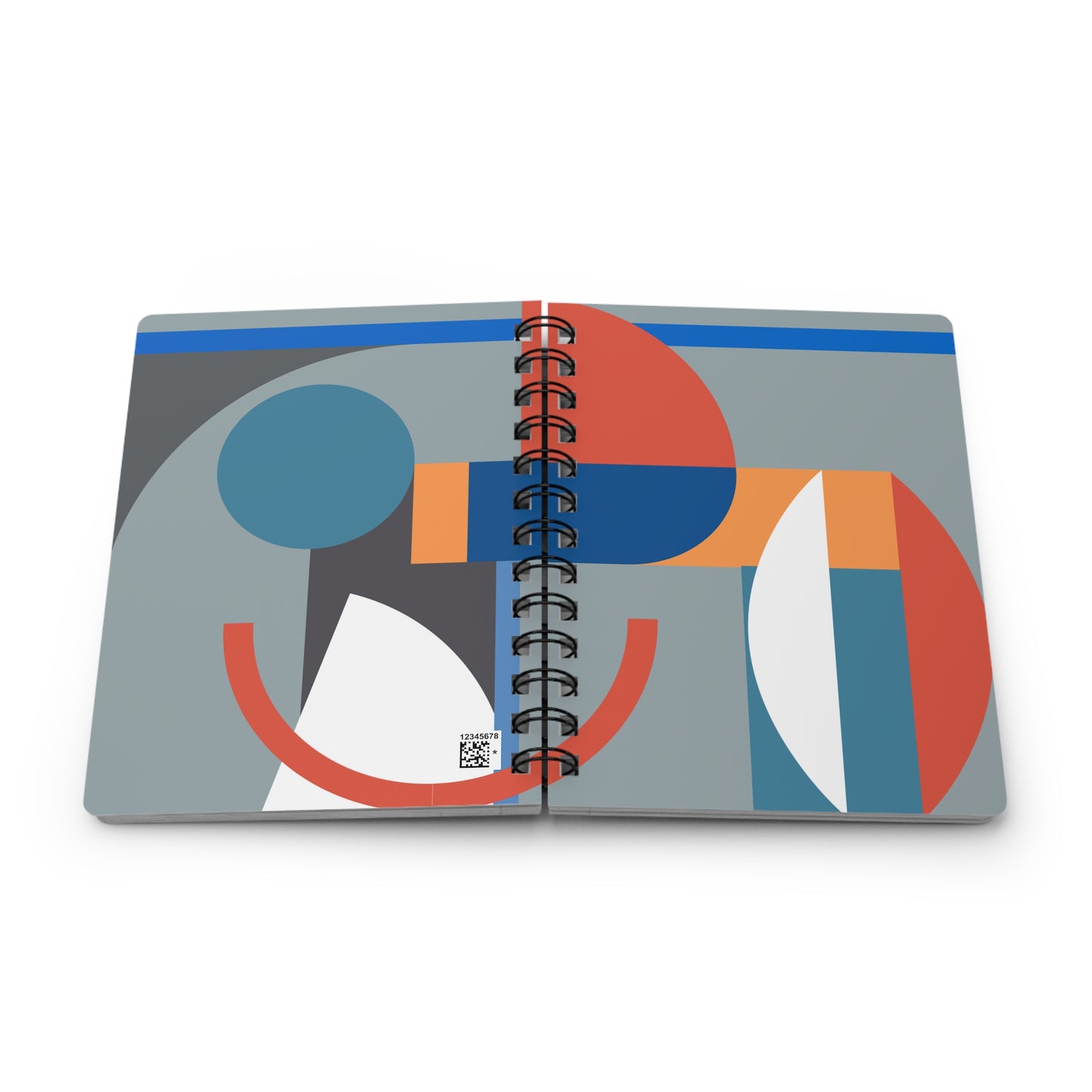 Vibrant Retro Geometric Spiral Notebook | Mid-Century Circles & Arcs Journal | Bold Stationery