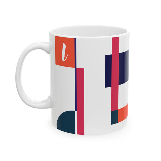 "L" Spatial Study – De Stijl Inspired Monogram Mug | 11 oz Mug