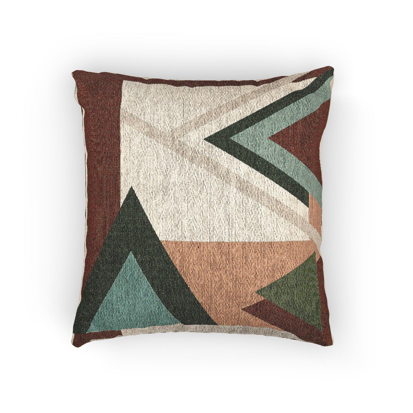 Southwestern Geometric Throw Pillow | Modern Tribal Triangles Cushion | Terracotta & Teal Decor