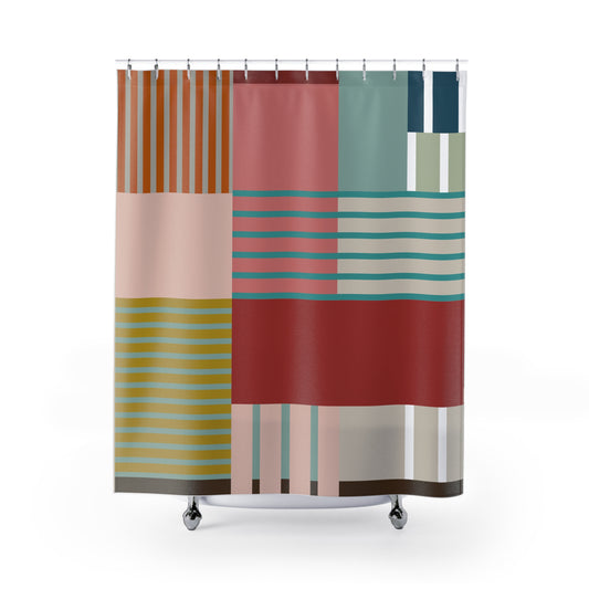 Bold Cozy Geometric Shower Curtain