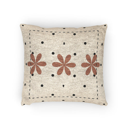 Floral Grid – Geometric Woven Throw Pillow