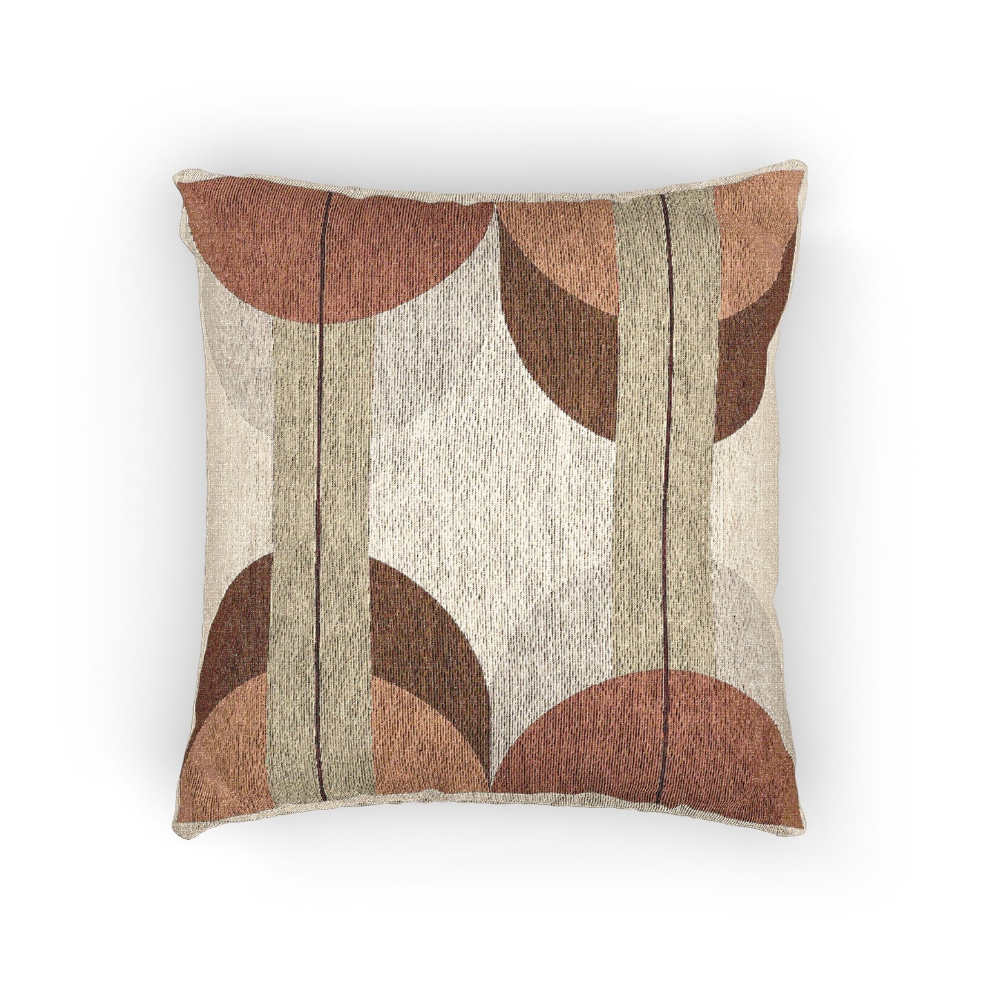 Quadrant Echo Throw Pillow – Earth-Tone Circles & Columns