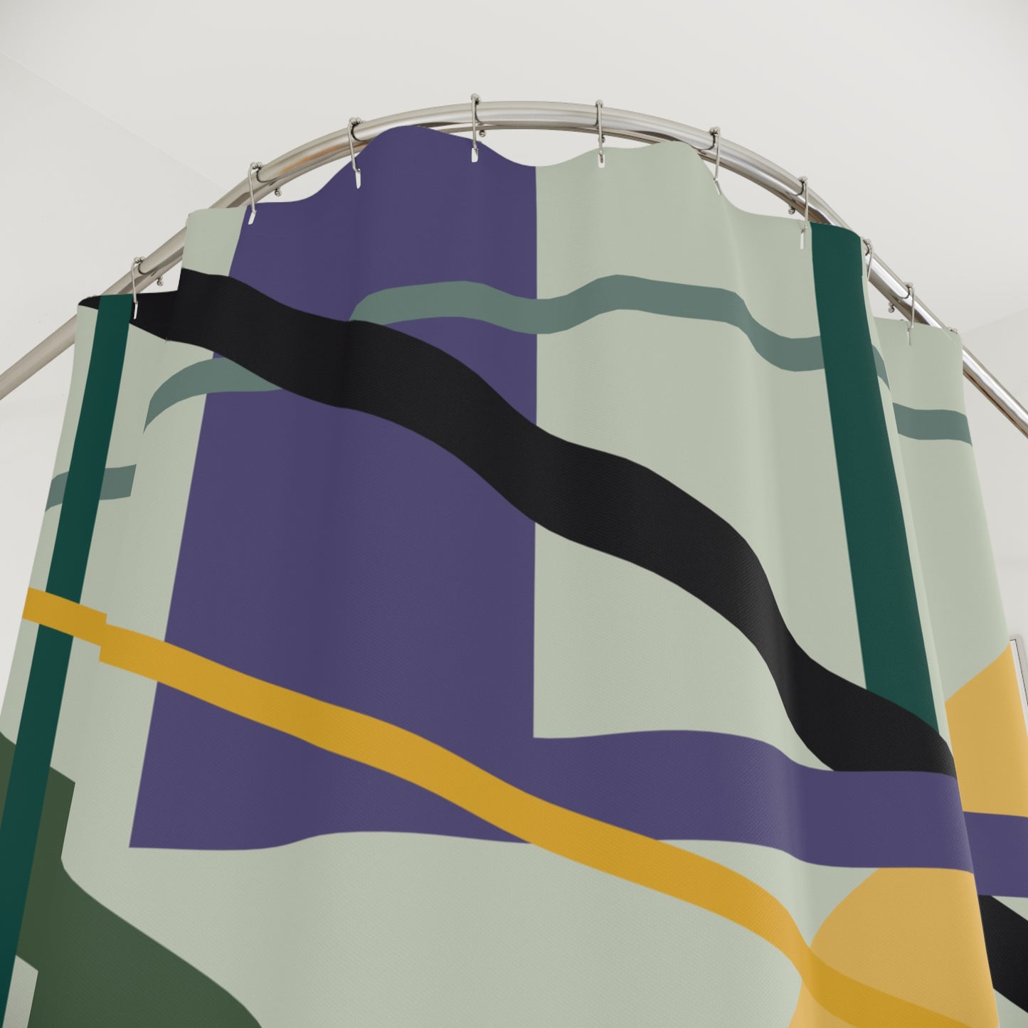 Dynamic Abstract Lines Shower Curtain | Modern Intersecting Geometric Art