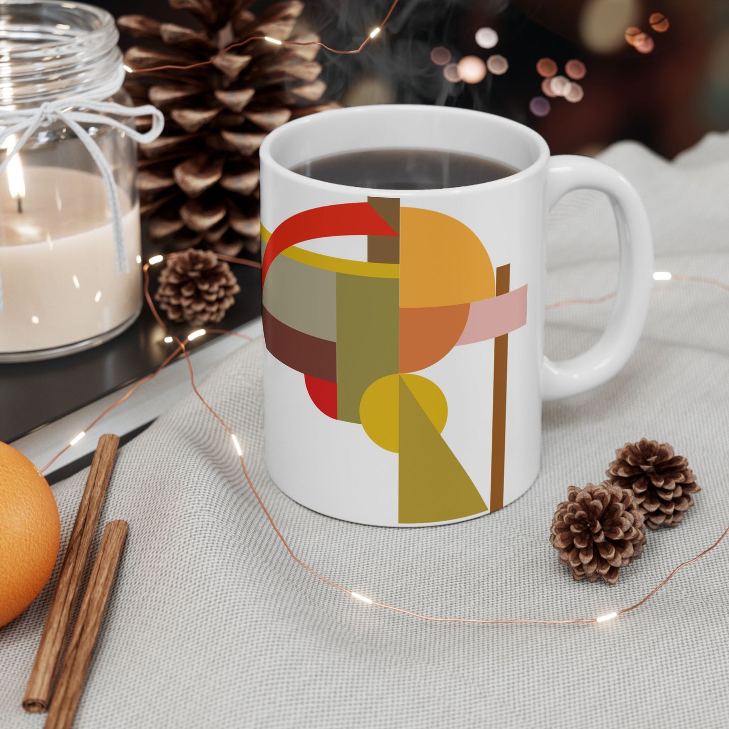Mid-Century Modern Geometric Mug | Abstract Retro Art Coffee Cup | 11 oz. Mug