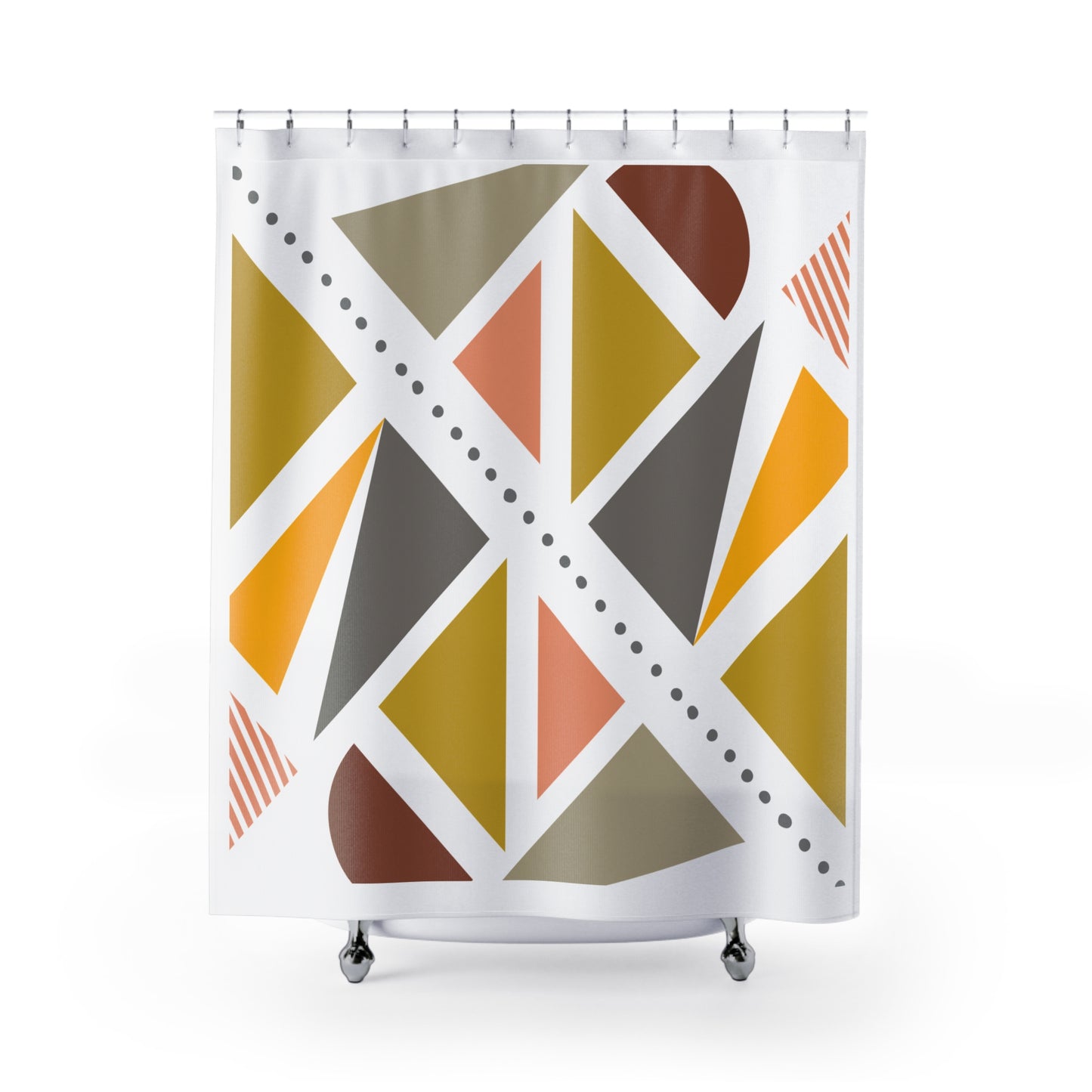 Bold Tribal-Inspired Geometric Shower Curtain – Earth Tones & Angled Lines