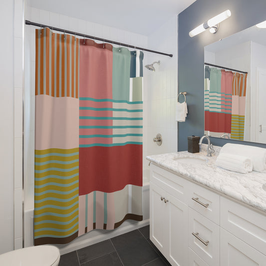 Bold Cozy Geometric Shower Curtain