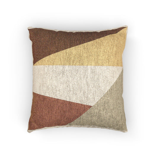 Angular Layers Throw Pillow – Mustard, Orange & Black Geometry