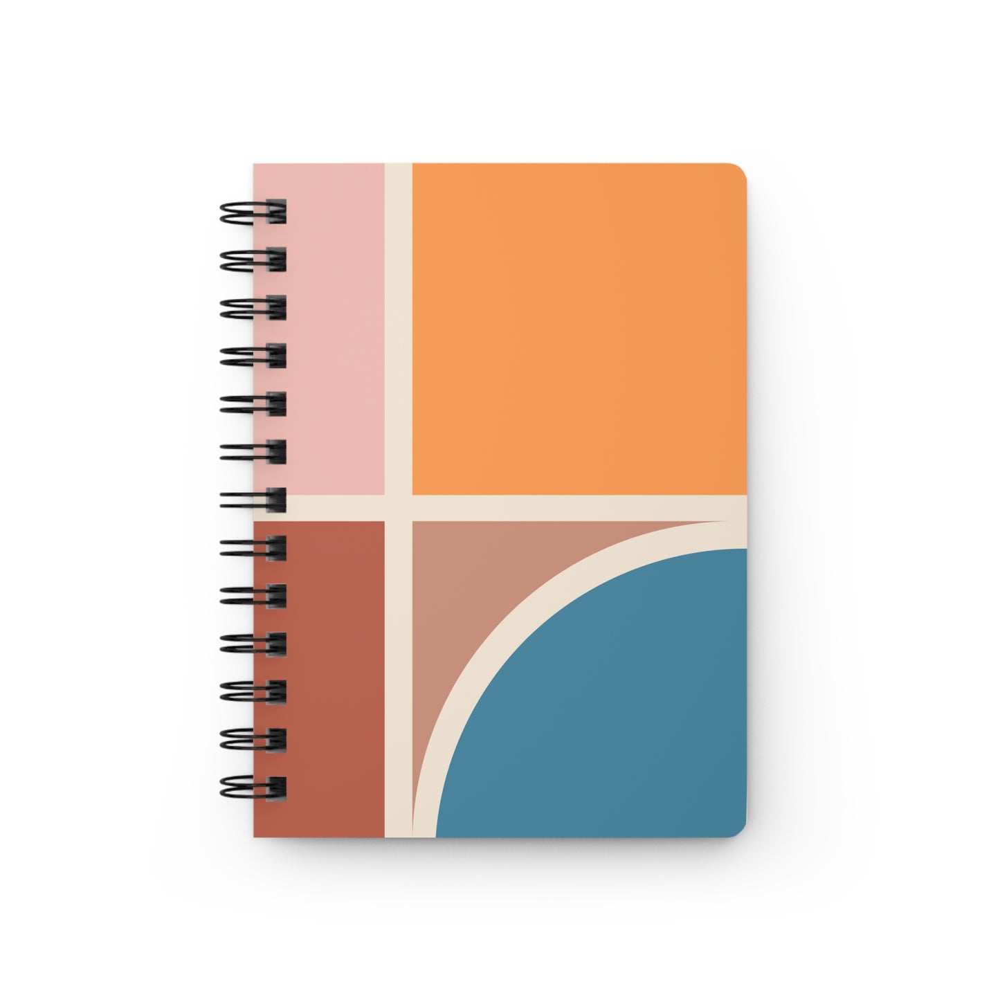 Mid-Century Geometric Abstract Spiral Notebook | Modern Bauhaus Art Stationery