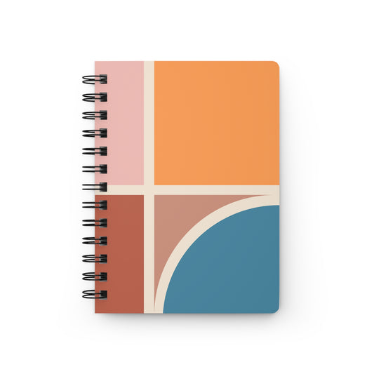 Mid-Century Geometric Abstract Spiral Notebook | Modern Bauhaus Art Stationery
