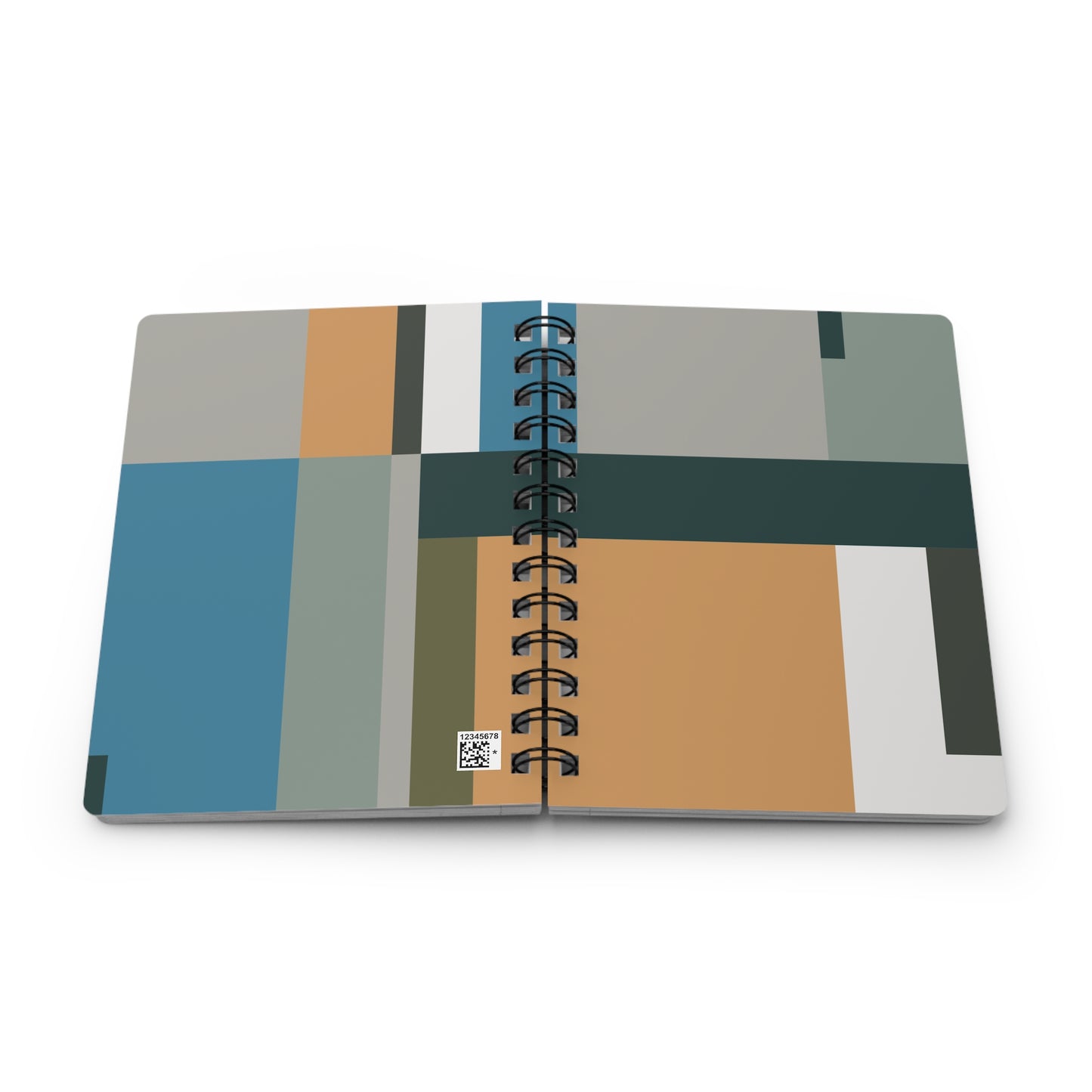 Minimalist Color Block Spiral Notebook | Earthy Teal, Ochre & Gray Modern Journal