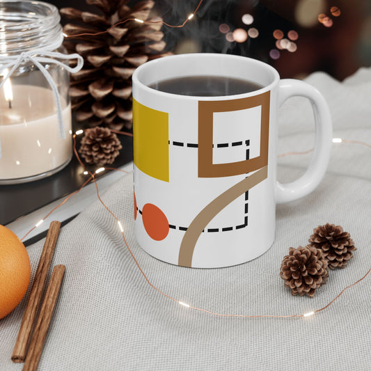 Shapes & Color Blocks Abstract Coffee Mug | Mid-Century Kitchenware | 11 oz Mug