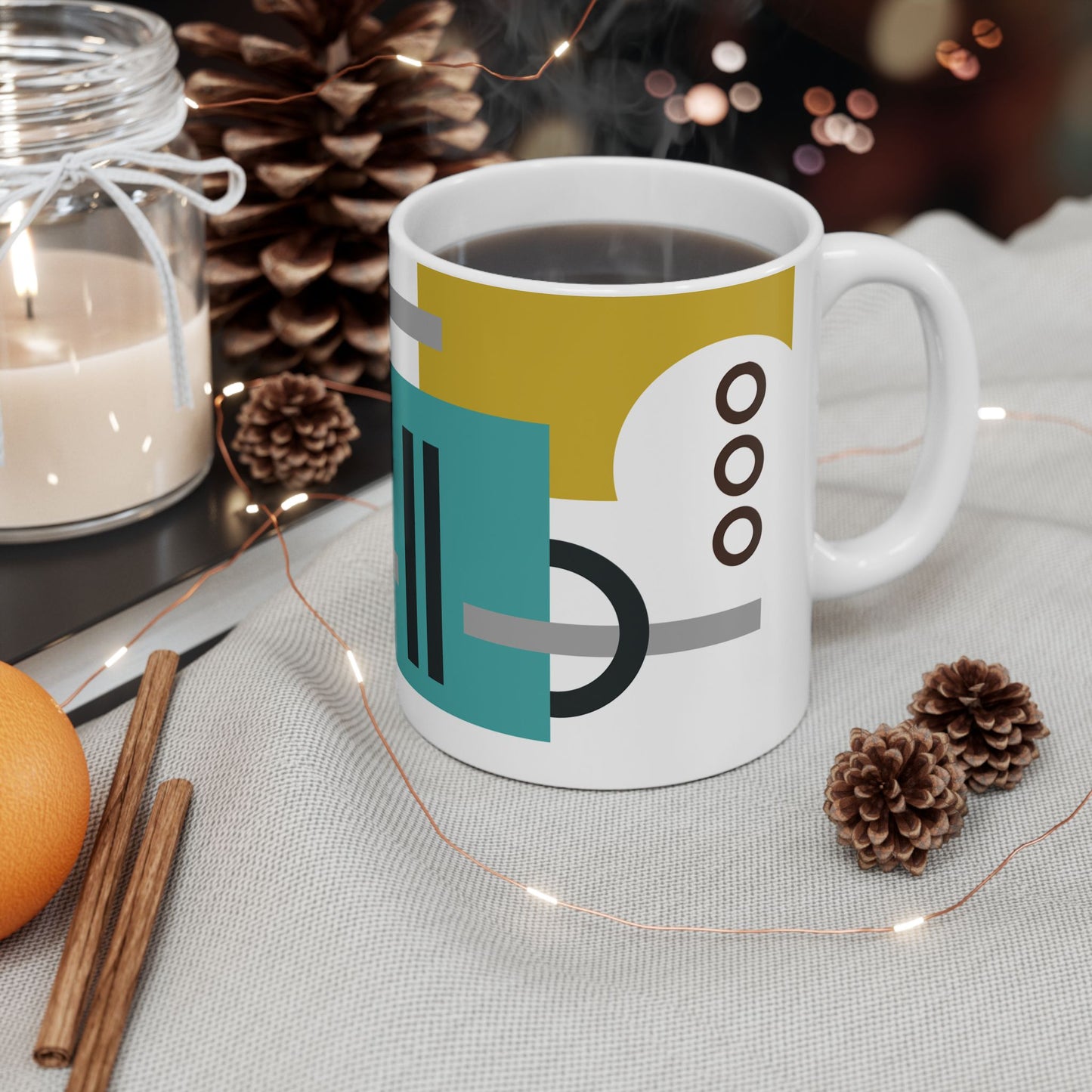 "I" Geometric Composition – Bauhaus Abstract Monogram Mug | 11 oz Mug