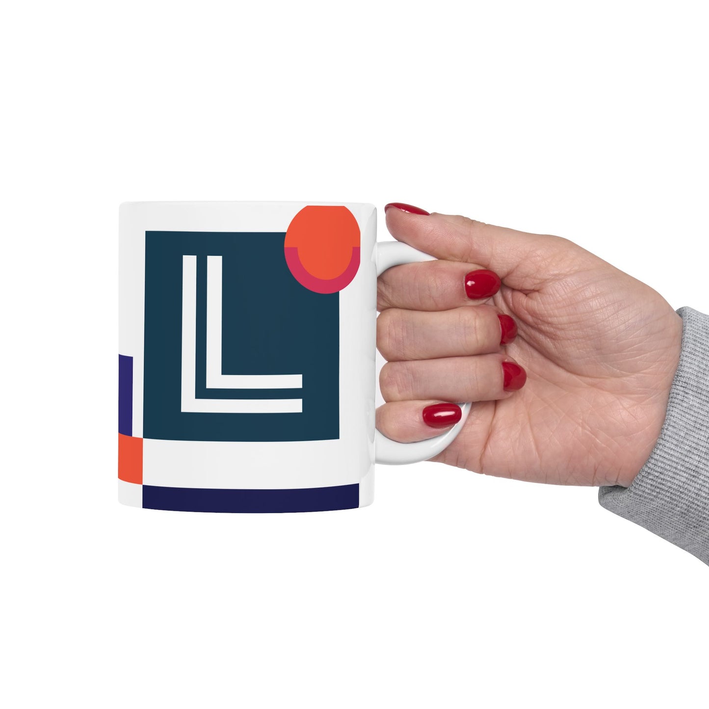 "L" Spatial Study – De Stijl Inspired Monogram Mug | 11 oz Mug