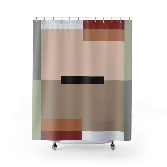 Pixel Grid Geometric Shower Curtain