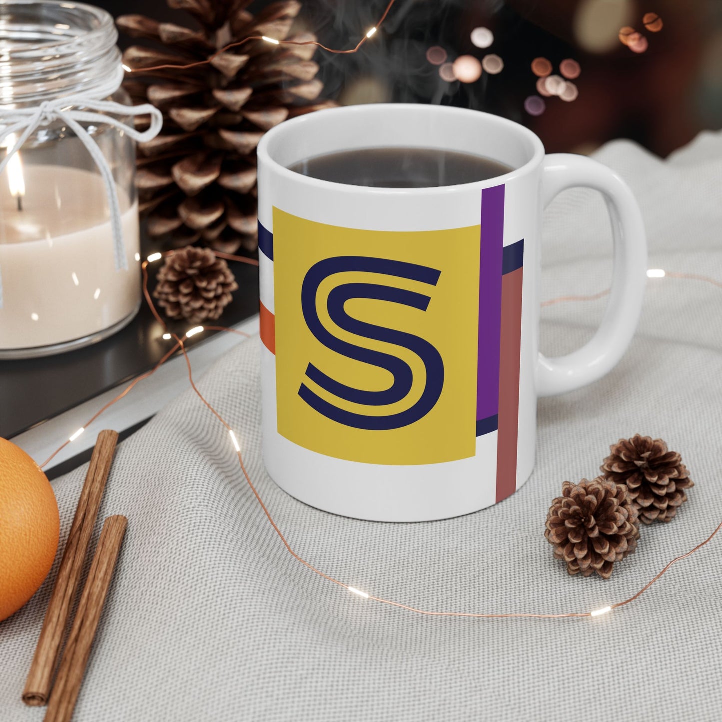 "S" Modular Composition – Bauhaus Abstract Monogram Mug | 11 oz Mug