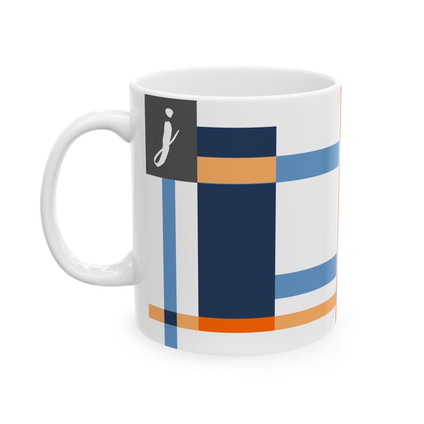 "J" Spatial Study – De Stijl Inspired Monogram Mug | 11 oz Mug