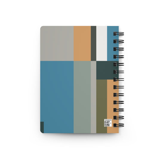 Minimalist Color Block Spiral Notebook | Earthy Teal, Ochre & Gray Modern Journal