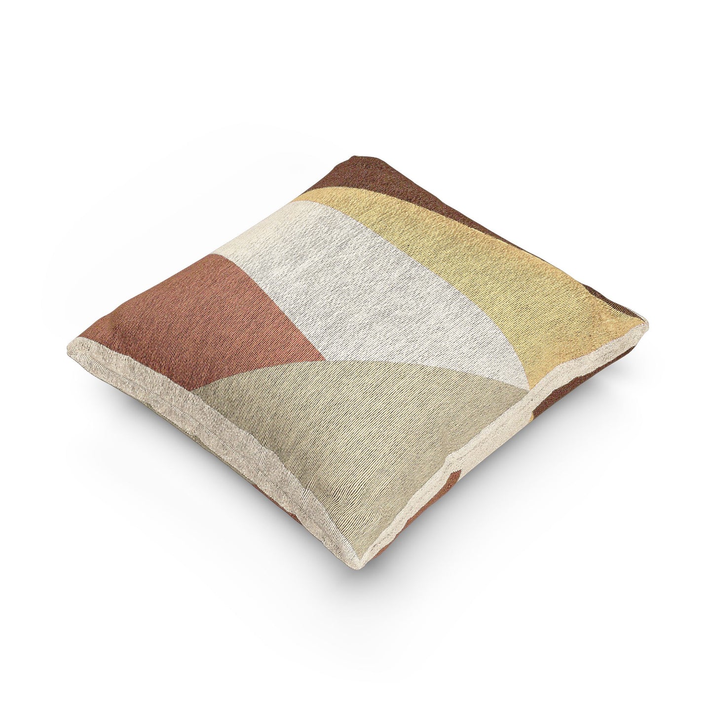 Angular Layers Throw Pillow – Mustard, Orange & Black Geometry