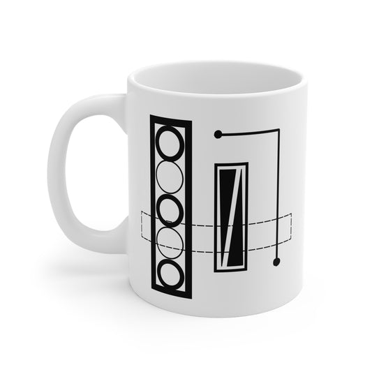 Diagonal Geometry Mug | 11oz Ceramic Coffee Mug | Modern Black & White Minimalist Line Design