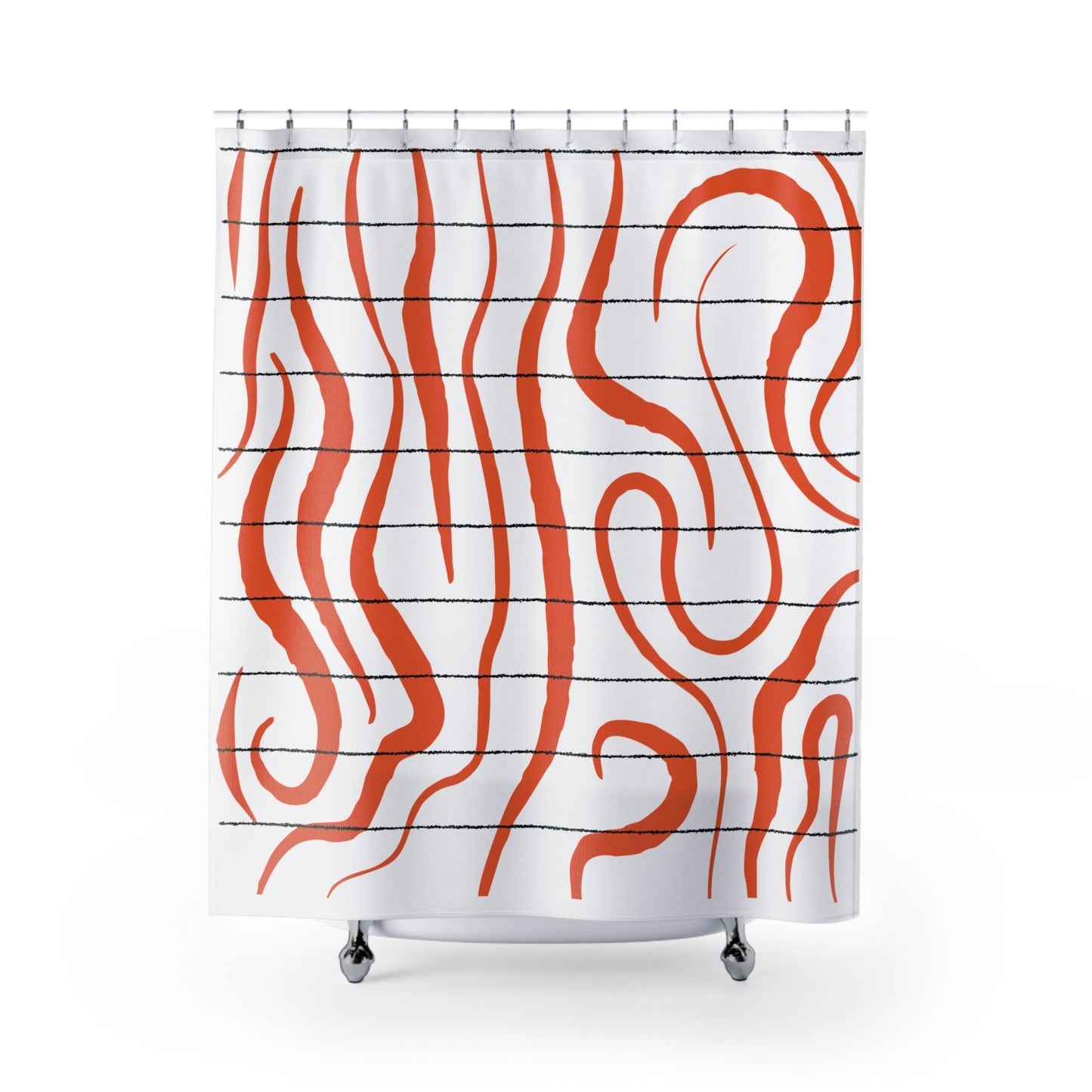 Bold Tiger Stripe Shower Curtain – Abstract Orange & Black Safari Print