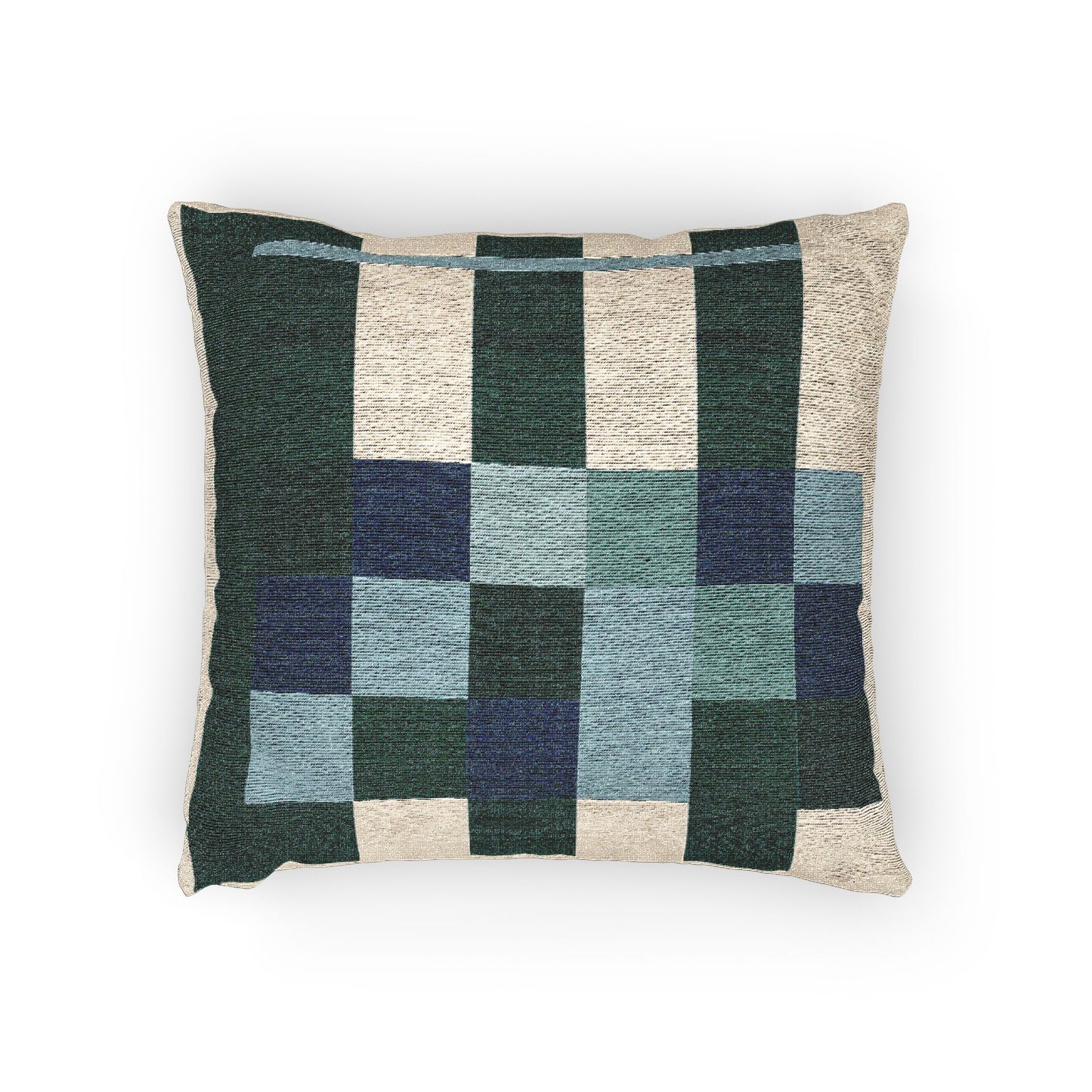 Modular Grid Throw Pillow – Teal, Blue & Graphite Geometry