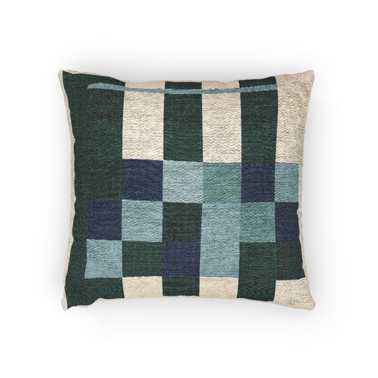 Modular Grid Throw Pillow – Teal, Blue & Graphite Geometry