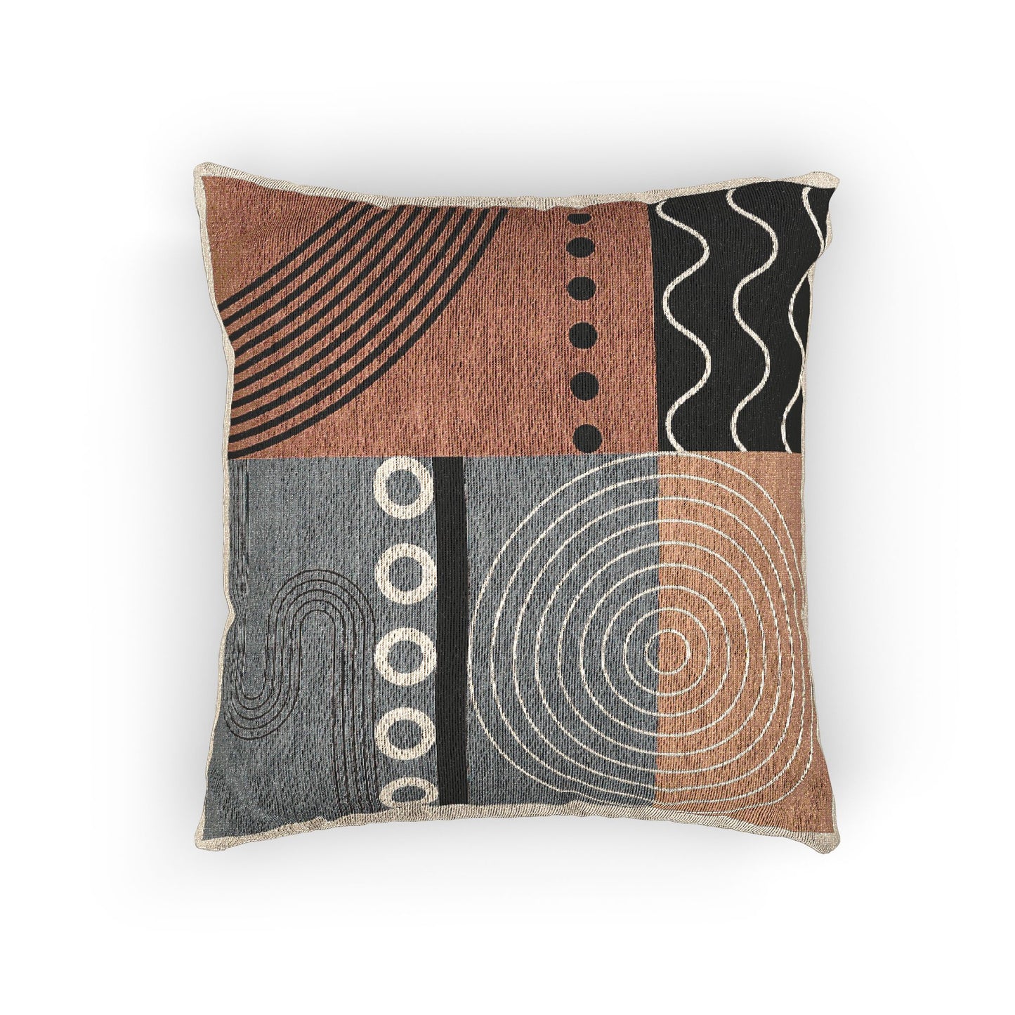 Retro Fusion – Geometric Woven Throw Pillow