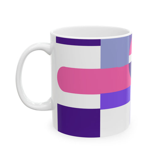 Electric Pink and Purple Abstract Mug | Vibrant Pop Art Geometric Coffee Cup | Aesthetic Lavender & Violet Designer Mug | Maximalist Desk Decor | Mid-Century Kitchenware | 11 oz Mug