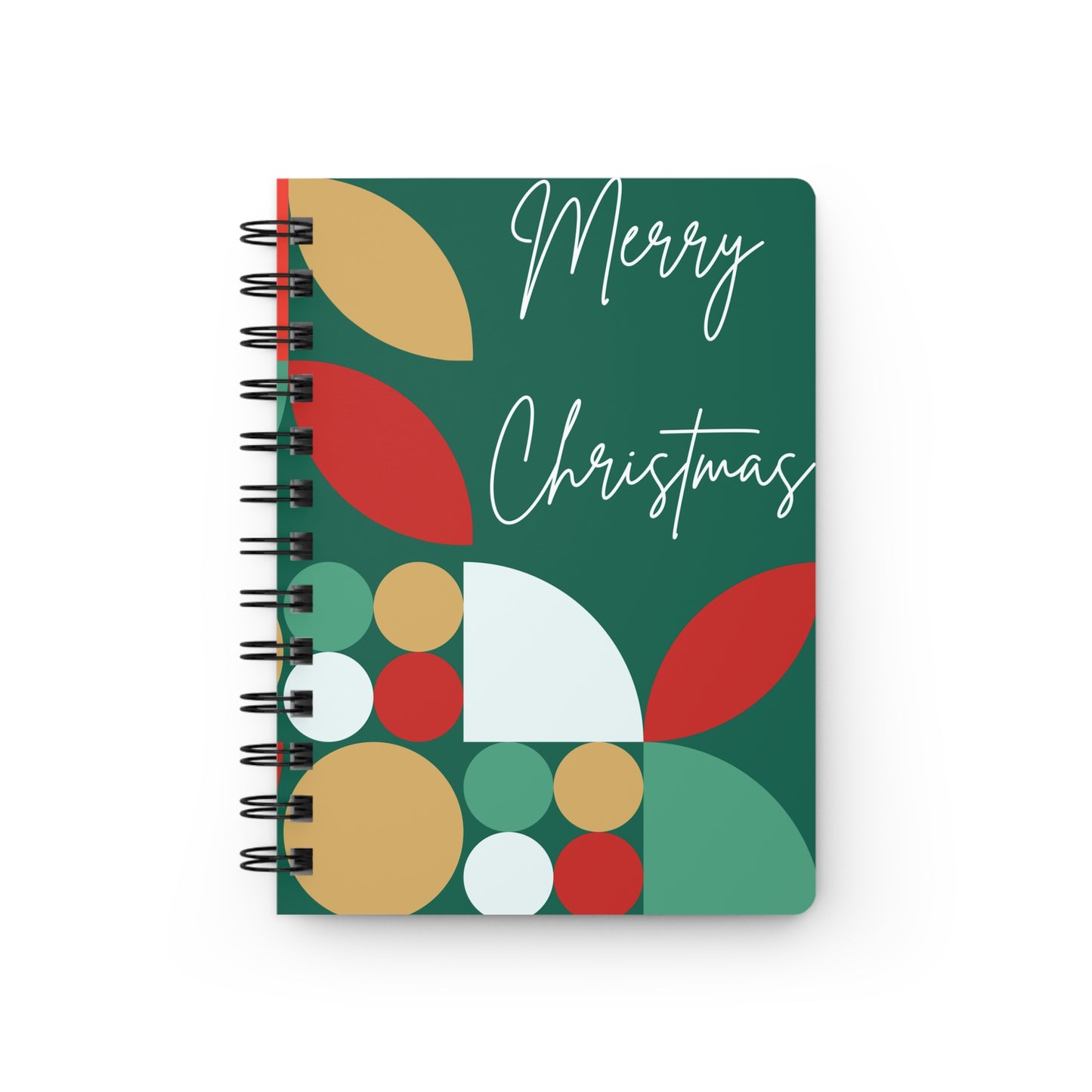 Modern Abstract Merry Christmas Notebook | Geometric Holiday Planner | Contemporary Green and Gold Christmas Journal | Designer Christmas Gift | Stylish Notebook for Creative Writing, Sketching, Gift for Artists, Minimalist Stationery