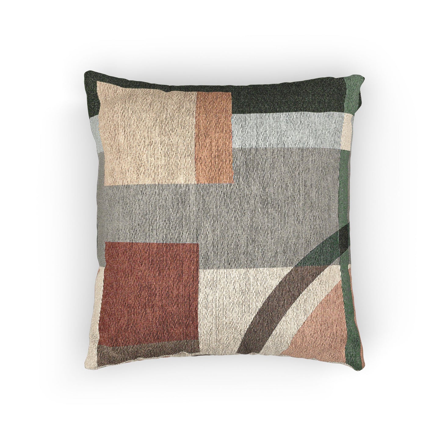 “Contours in Calm” Abstract Geometric Pillow – Earthy Green & Neutral Tones