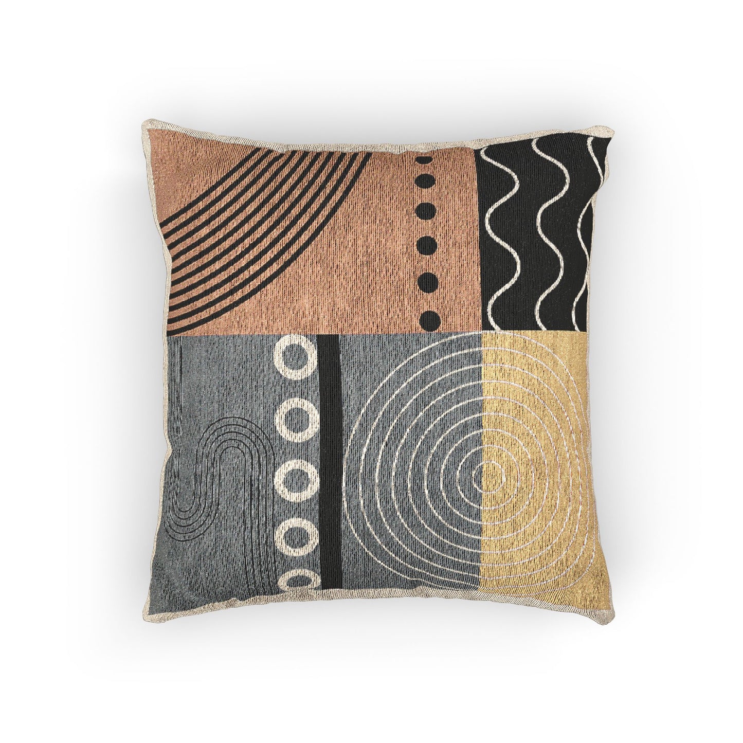 Retro Fusion – Geometric Woven Throw Pillow