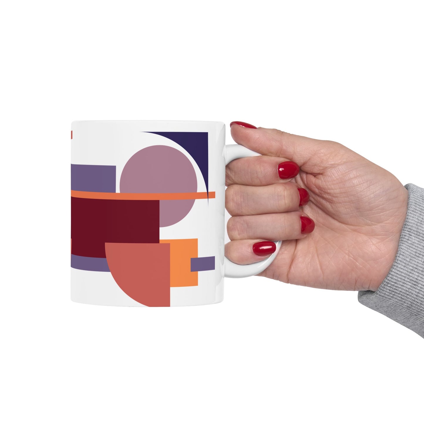 Geometric Harmony Ceramic Mug | Modern Abstract Art Coffee Cup | 11 oz Mug