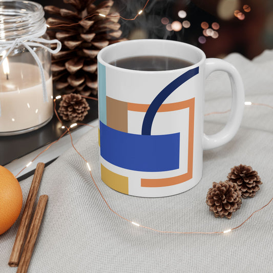 Modern Blocks Coffee Mug | Mid-Century Kitchenware | 11 oz Mug