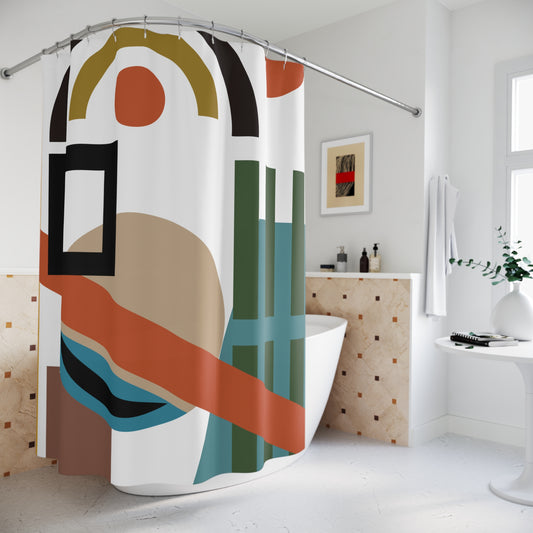 Dynamic Geometry Shower Curtain – Bold Multicolor Abstract