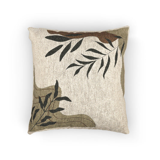 Botanical Flow Throw Pillow – Earthy Tones & Organic Geometry
