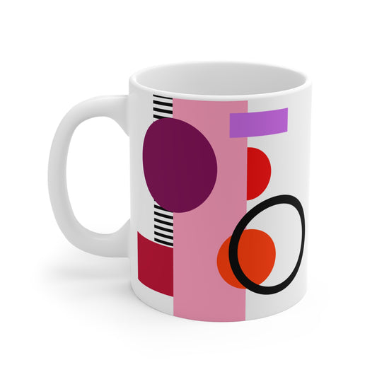 Abstract Modern Art Ceramic Mug – Bold Geometric Shapes & Vibrant Color Block Design