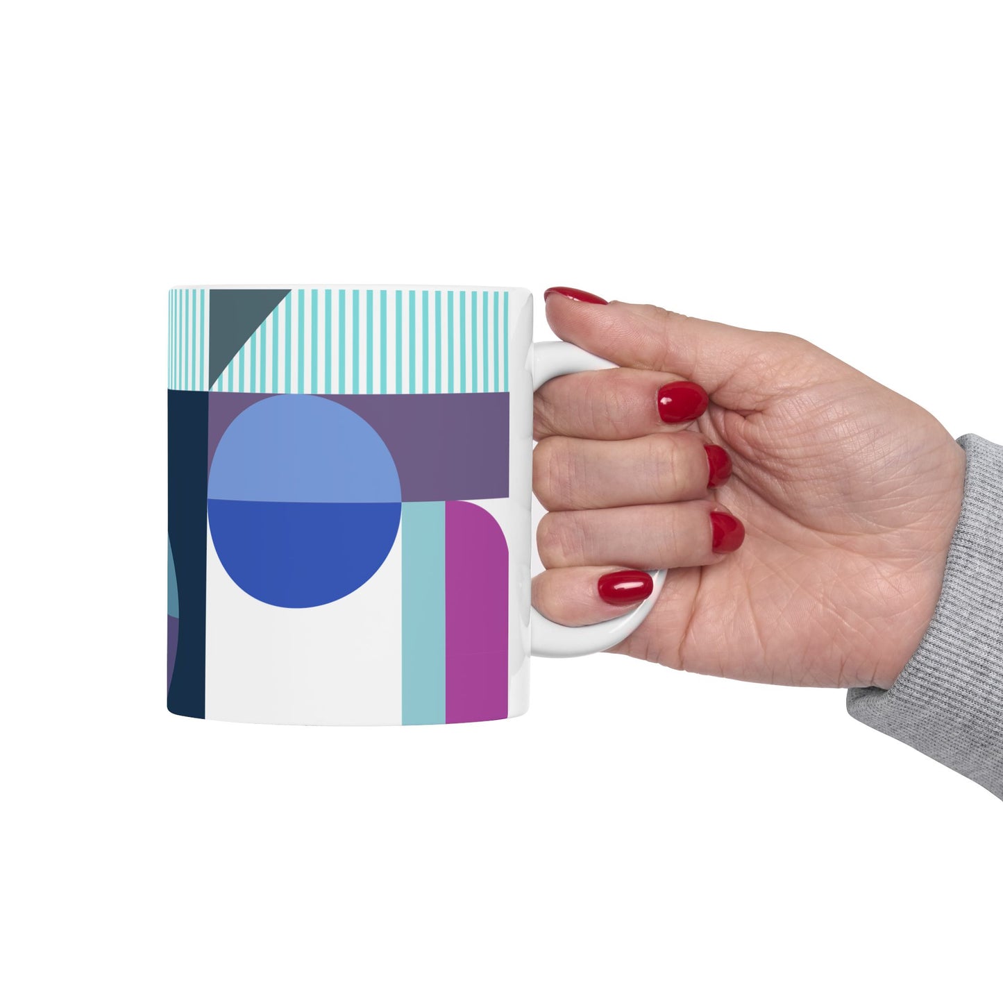 Blue & Maroon Geometric Coffee Mug | 11 oz Mug