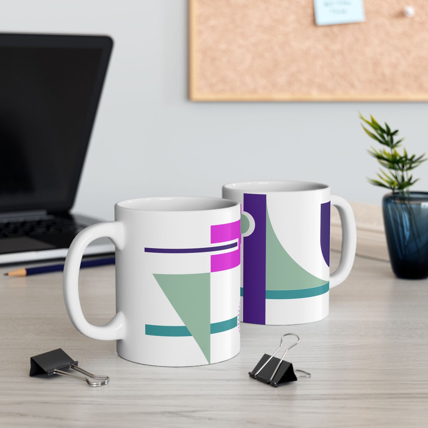 Magenta, Purple & Teal Abstract Geometry Coffee Mug | 11 oz Mug