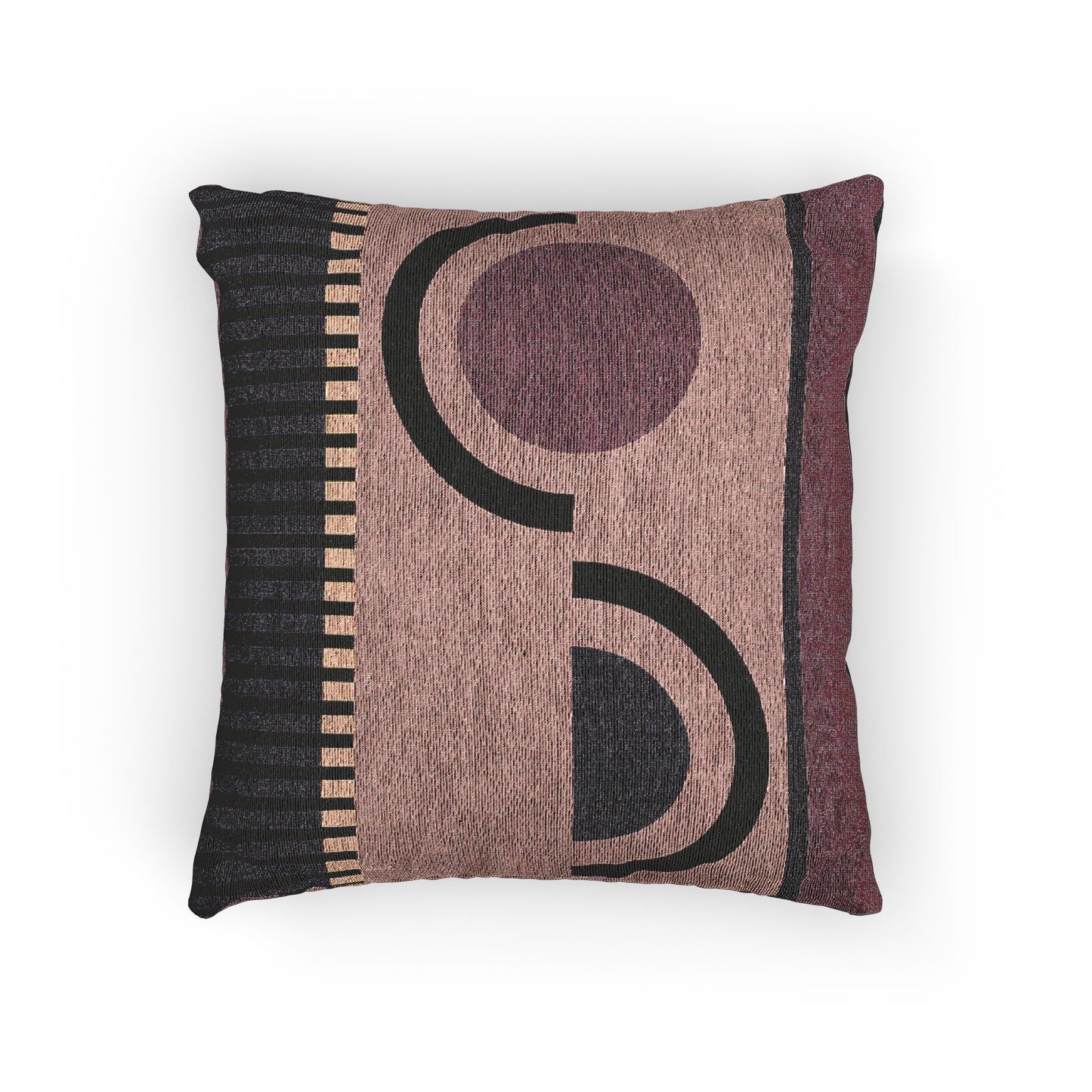 Art Deco Inspired Throw Pillow | Mauve & Navy Striped Geometric Cushion | Textured Vertical Design