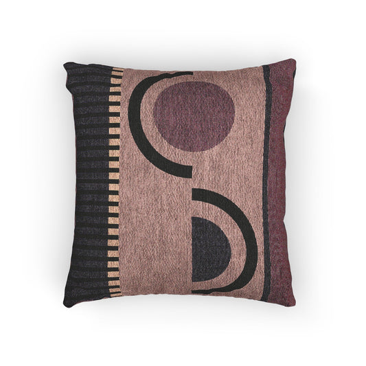 Art Deco Inspired Throw Pillow | Mauve & Navy Striped Geometric Cushion | Textured Vertical Design