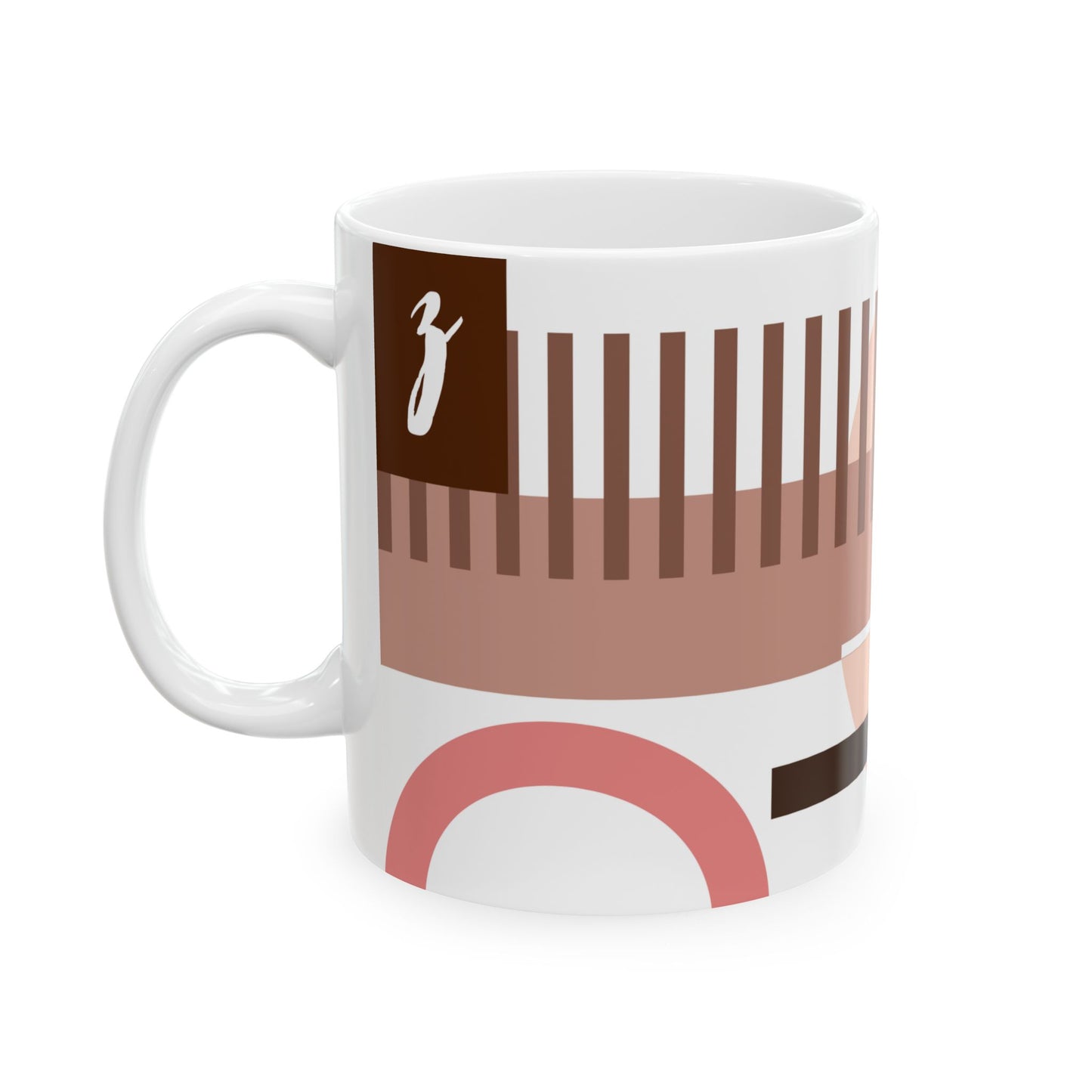 "Z" Geometric Grid – Terracotta & Espresso Abstract Monogram Mug | 11 oz Mug