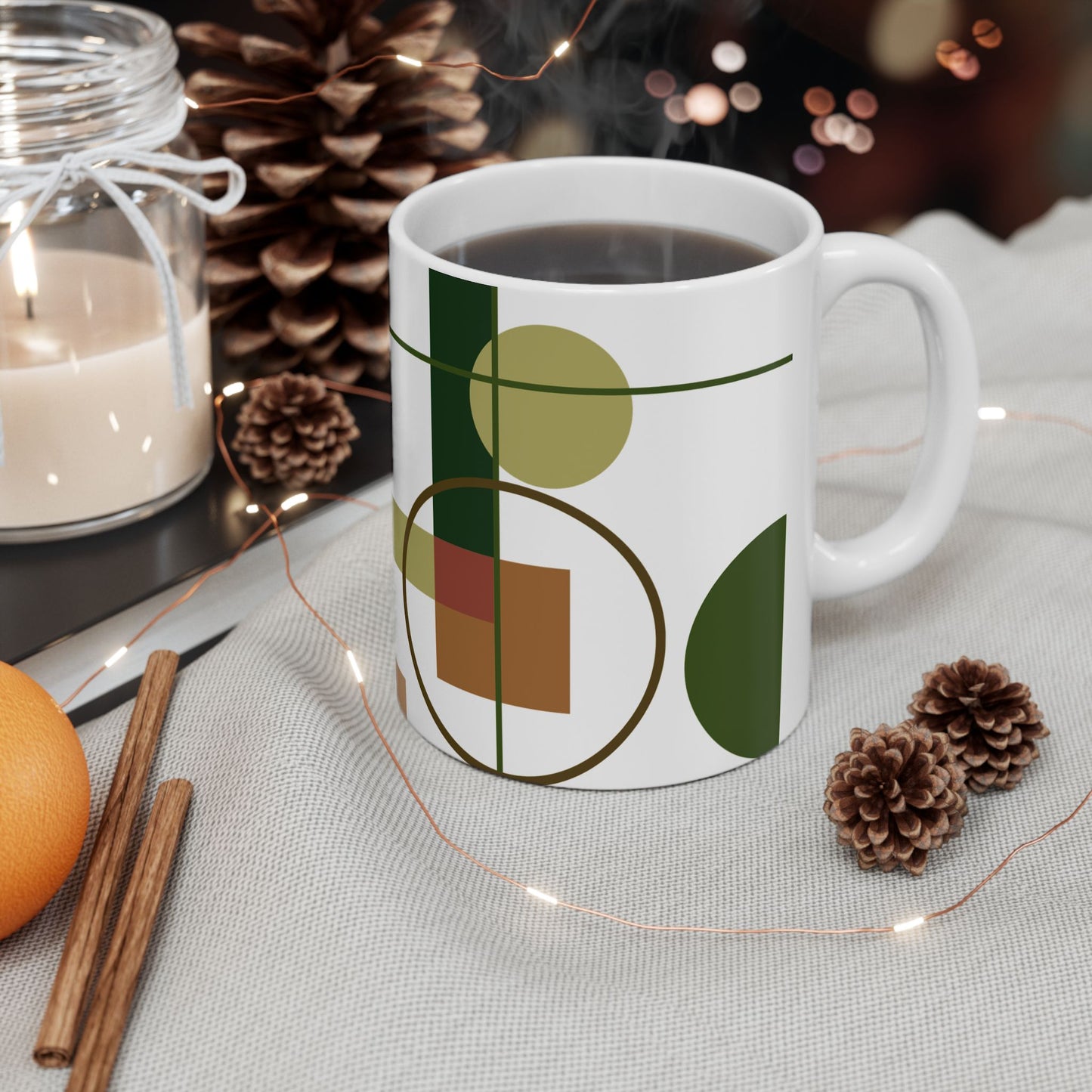 Dotted Frame & Geometric Shapes Coffee Mug | 11 oz Mug