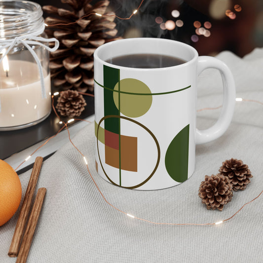 Dotted Frame & Geometric Shapes Coffee Mug | 11 oz Mug