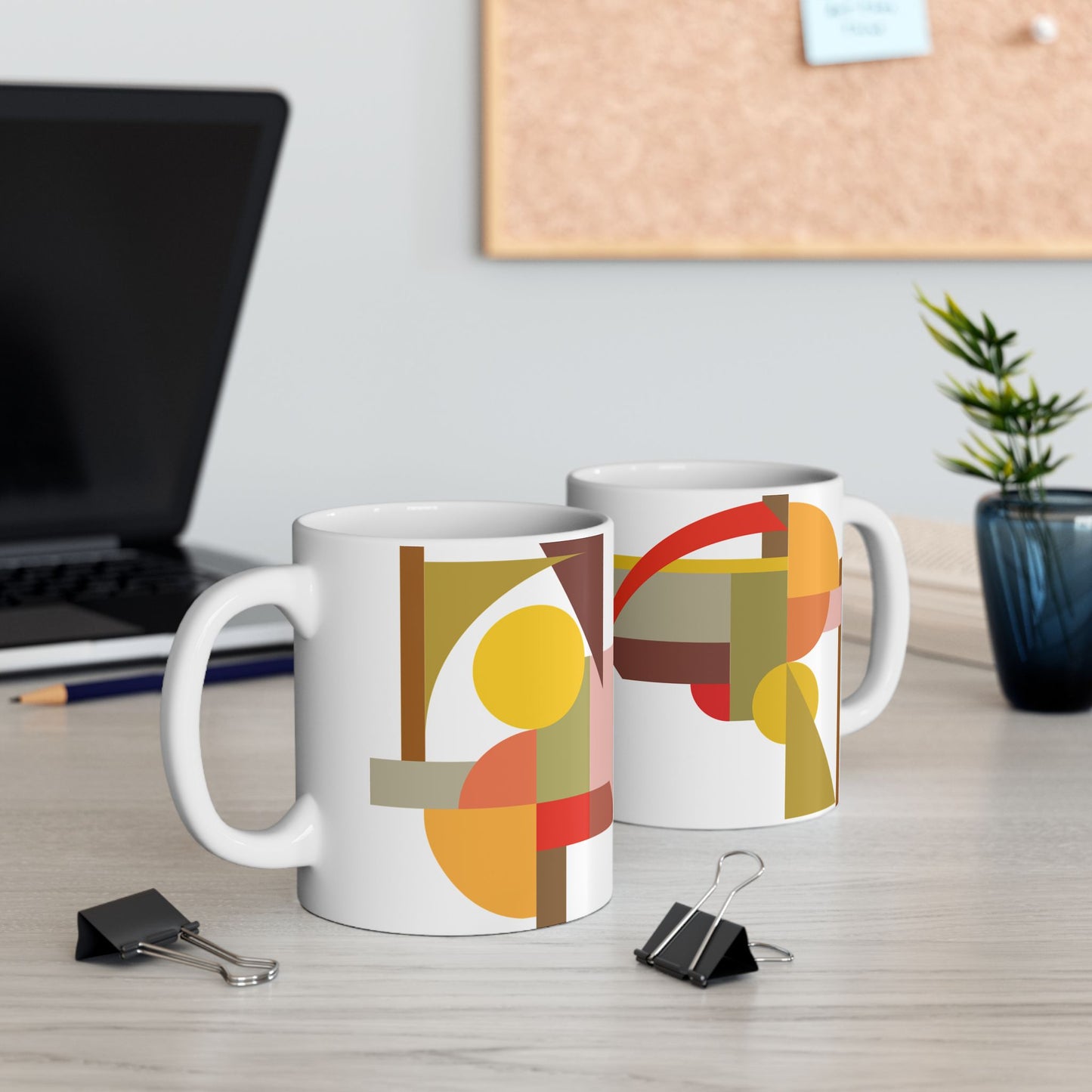Mid-Century Modern Geometric Mug | Abstract Retro Art Coffee Cup | 11 oz. Mug