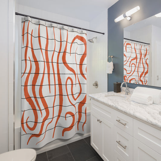 Bold Tiger Stripe Shower Curtain – Abstract Orange & Black Safari Print