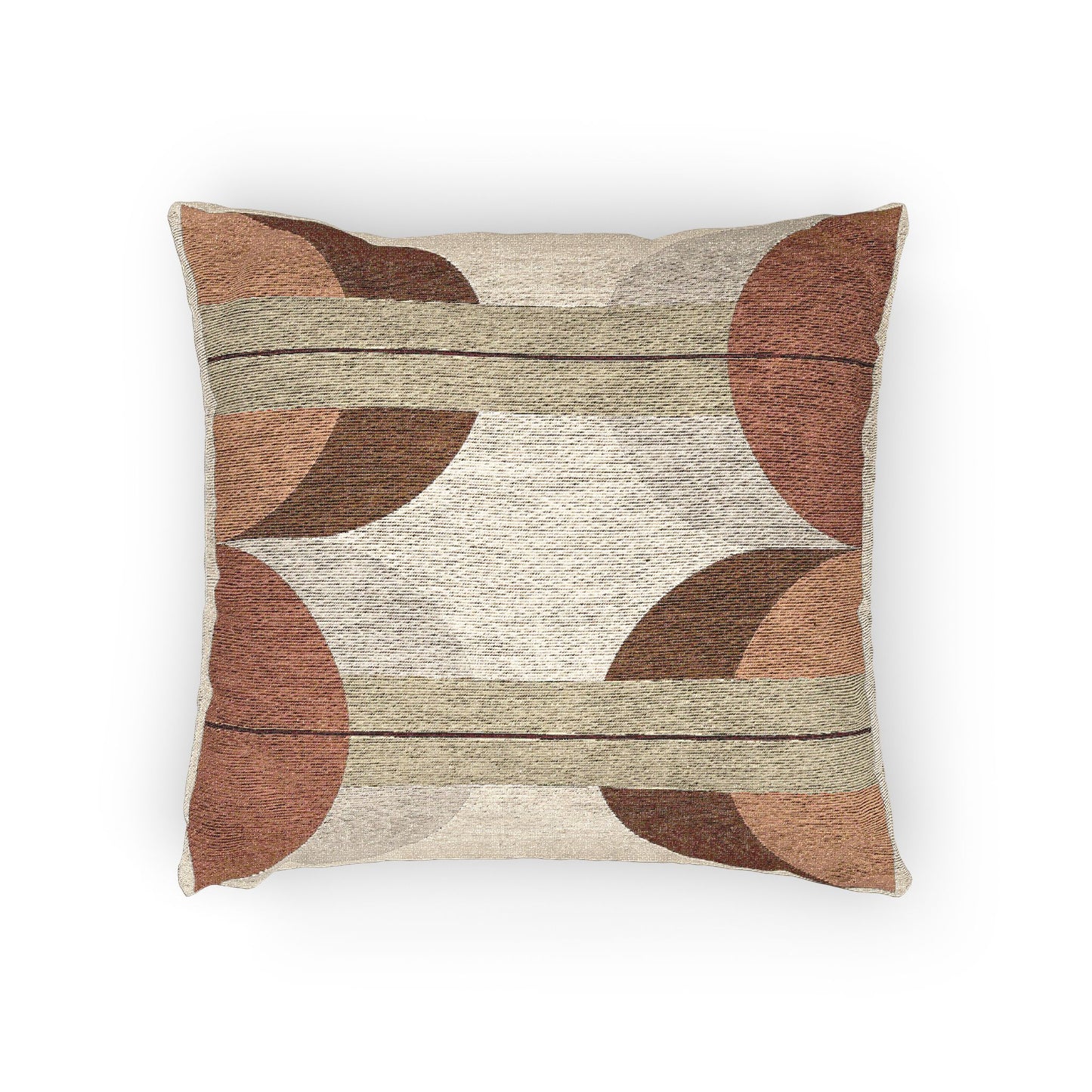 Quadrant Echo Throw Pillow – Earth-Tone Circles & Columns