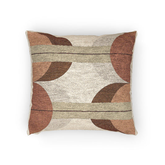 Quadrant Echo Throw Pillow – Earth-Tone Circles & Columns