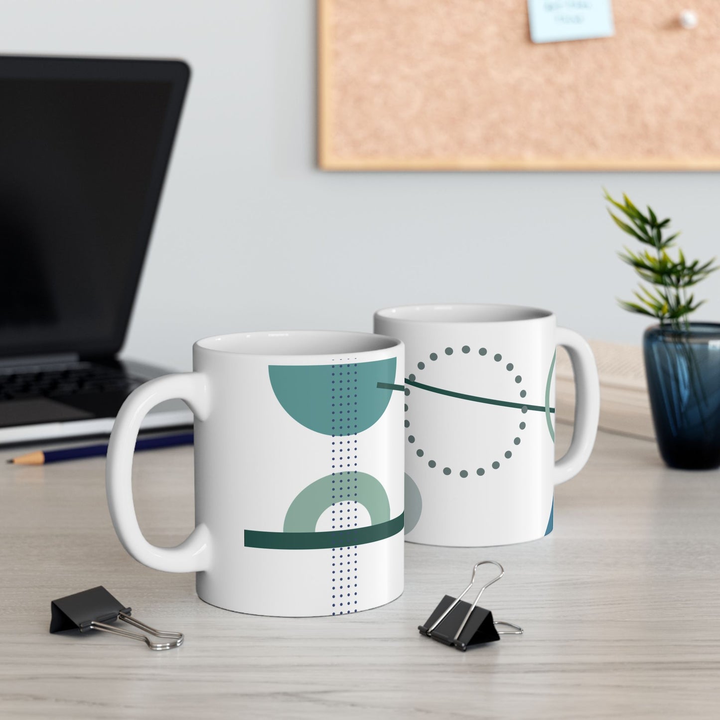 Teal Arc & Dot Column Coffee Mug | 11 oz Mug