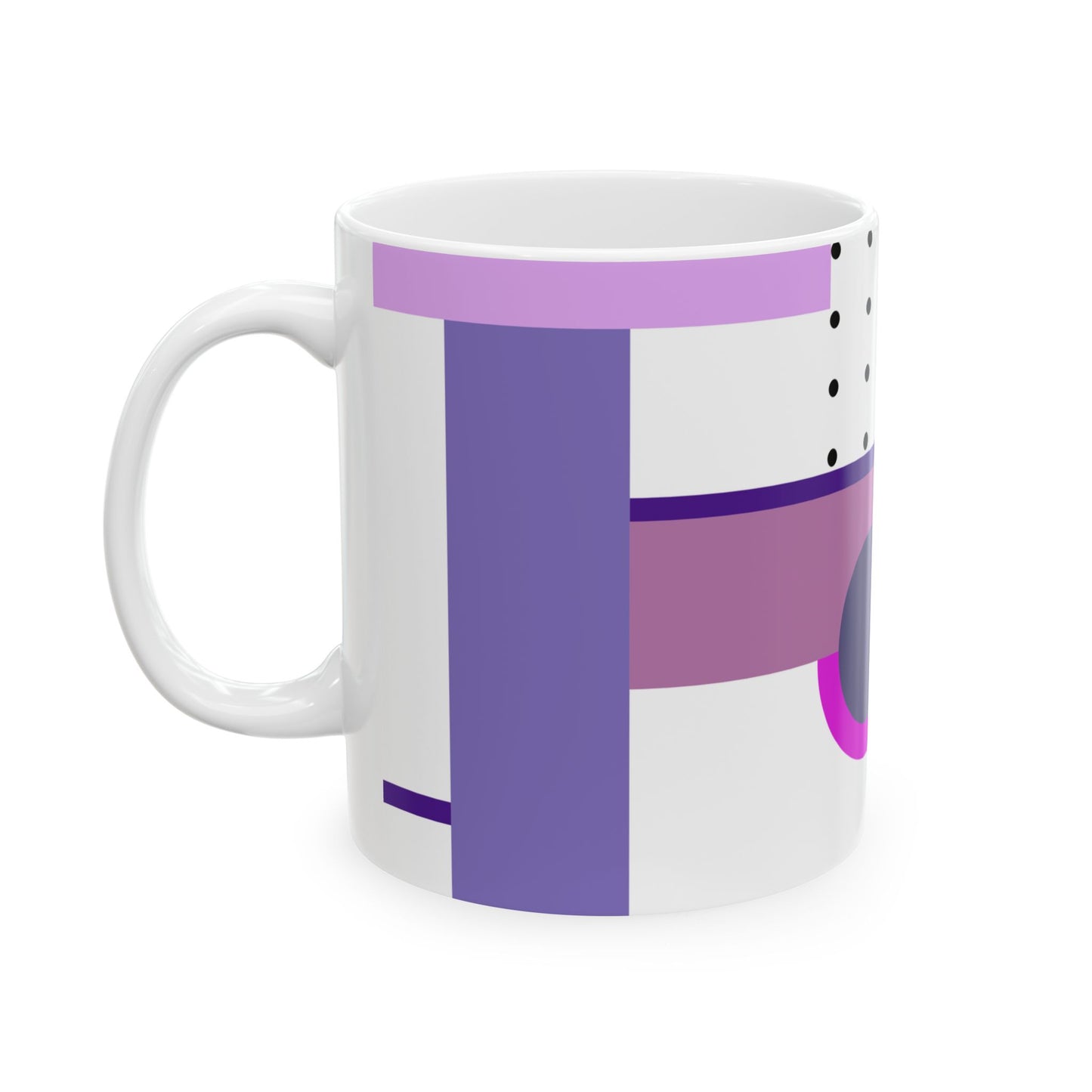 Lavender Geometry Mug – Polka Dots & Modern Blocks | Architect Gift | Mid-Century Kitchenware | 11 oz Mug