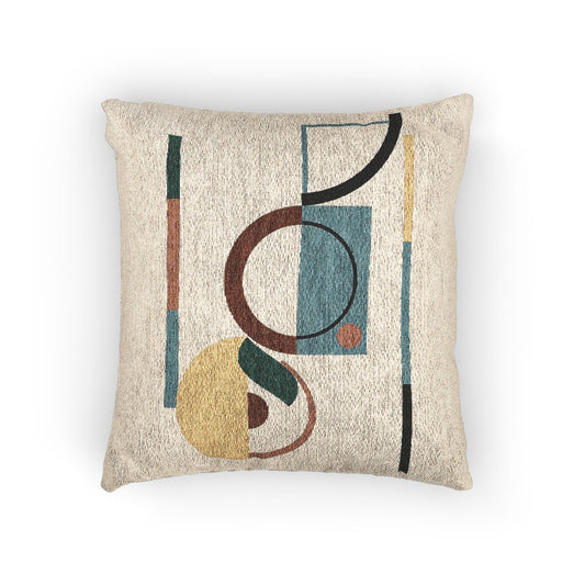 Orbital Signal Throw Pillow – Teal, Mustard & Earth Tones